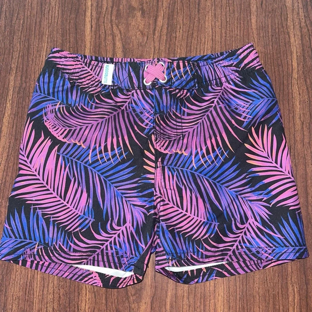 RUGGEDBUTTS Swim Trunks Boys Size 12-18 Mo Multicolor Tropical Print 50+ UPF NEW